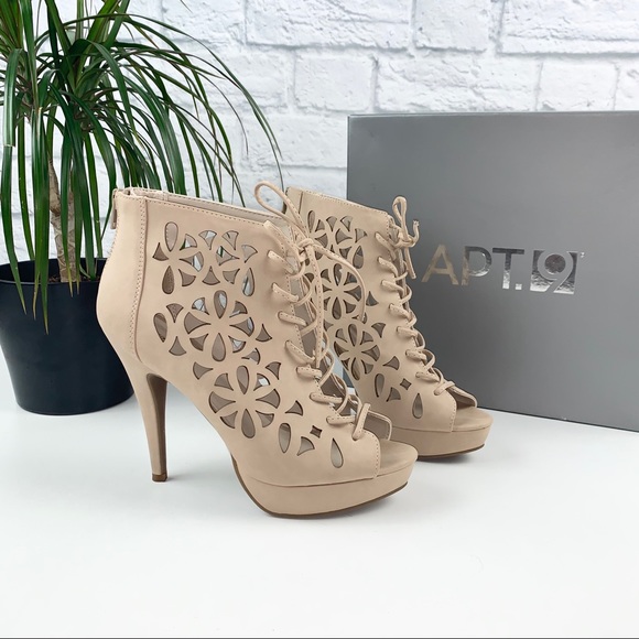 Apt. 9 Shoes - Apt.9 Laser Cutout Lace Up Heels 8.5